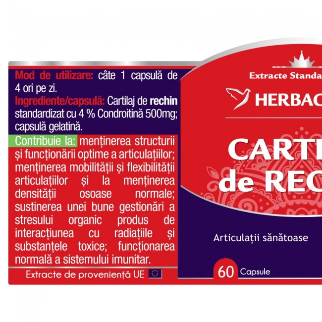 Herbagetica Cartilaj de Rechin - 60 comprimate (Suplimente nutritive) - Preturi