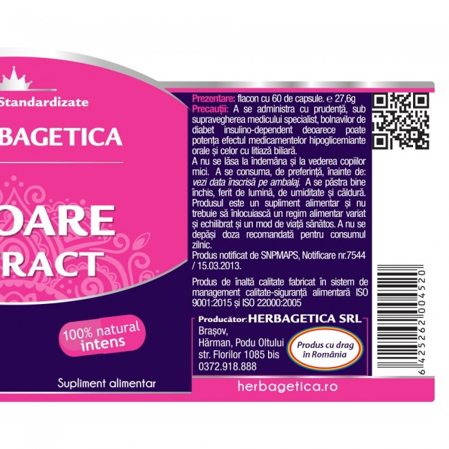 Cicoare Extract, 60 capsule, Herbagetica : Farmacia Tei online